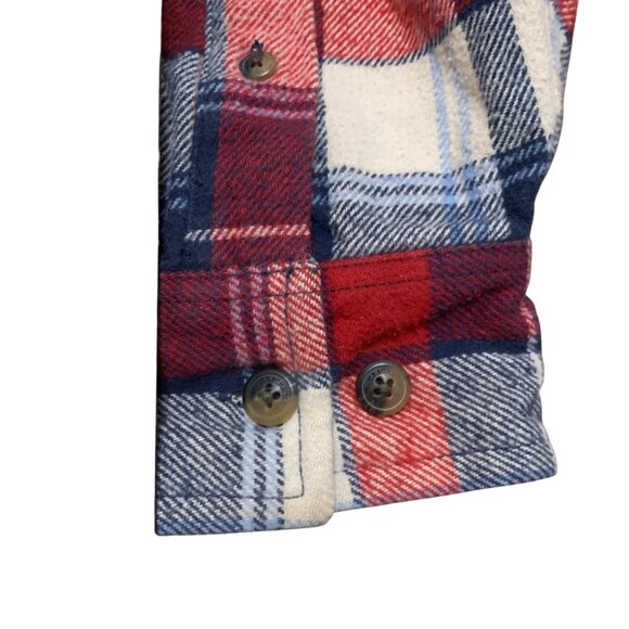 C.E. Schmidt Workwear Mens Red White & Blue Plaid Button-Up Flannel Shirt 2X - Picture 6 of 10